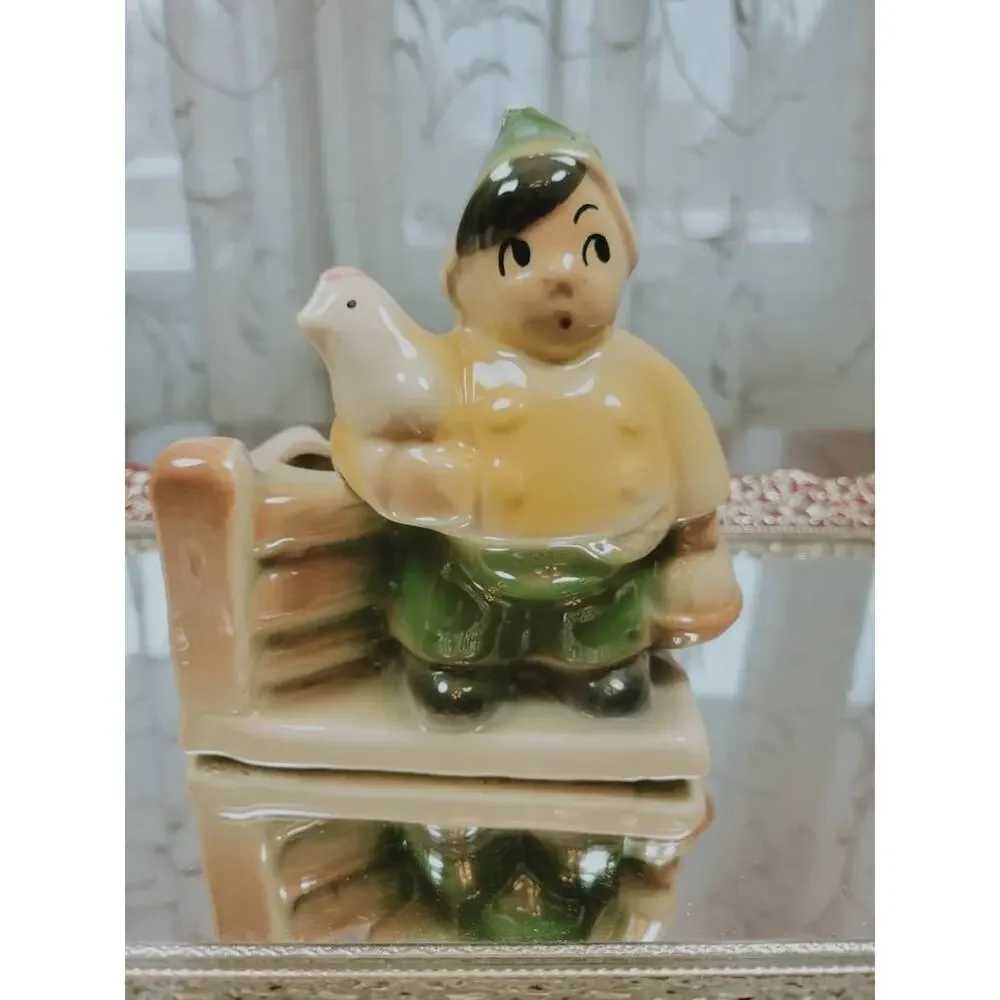 Vintage Shawnee Pottery Boy & Chicken Planter 645 Mid Century Ceramic Vase Art